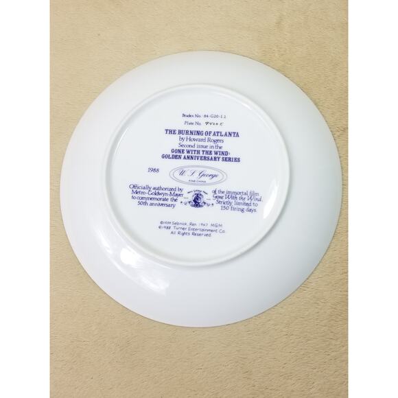 Gone With The Wind The Burning of Atlanta 1988 Plate Wall Decor Fine China Vtg - Picture 11 of 13